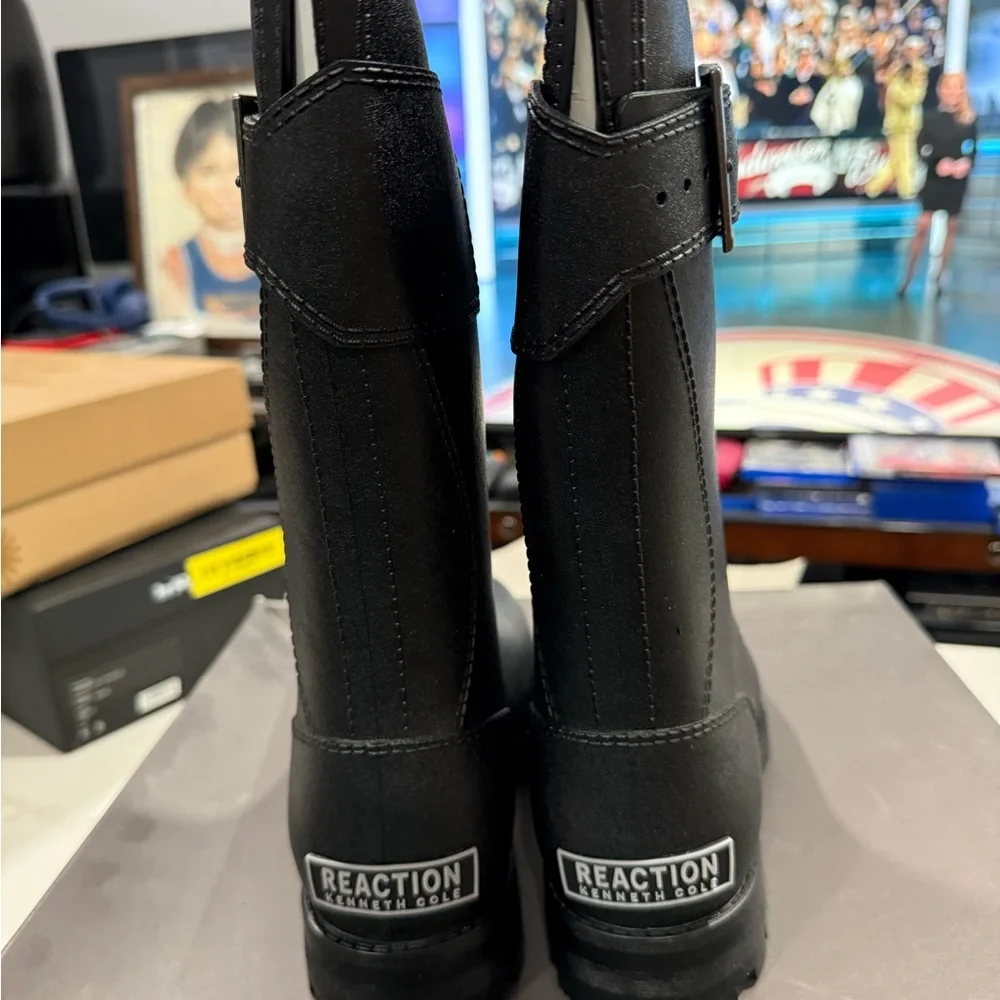 Kenneth Cole Reaction Rainy Dayz Black Rain Boots Men Size 8 New